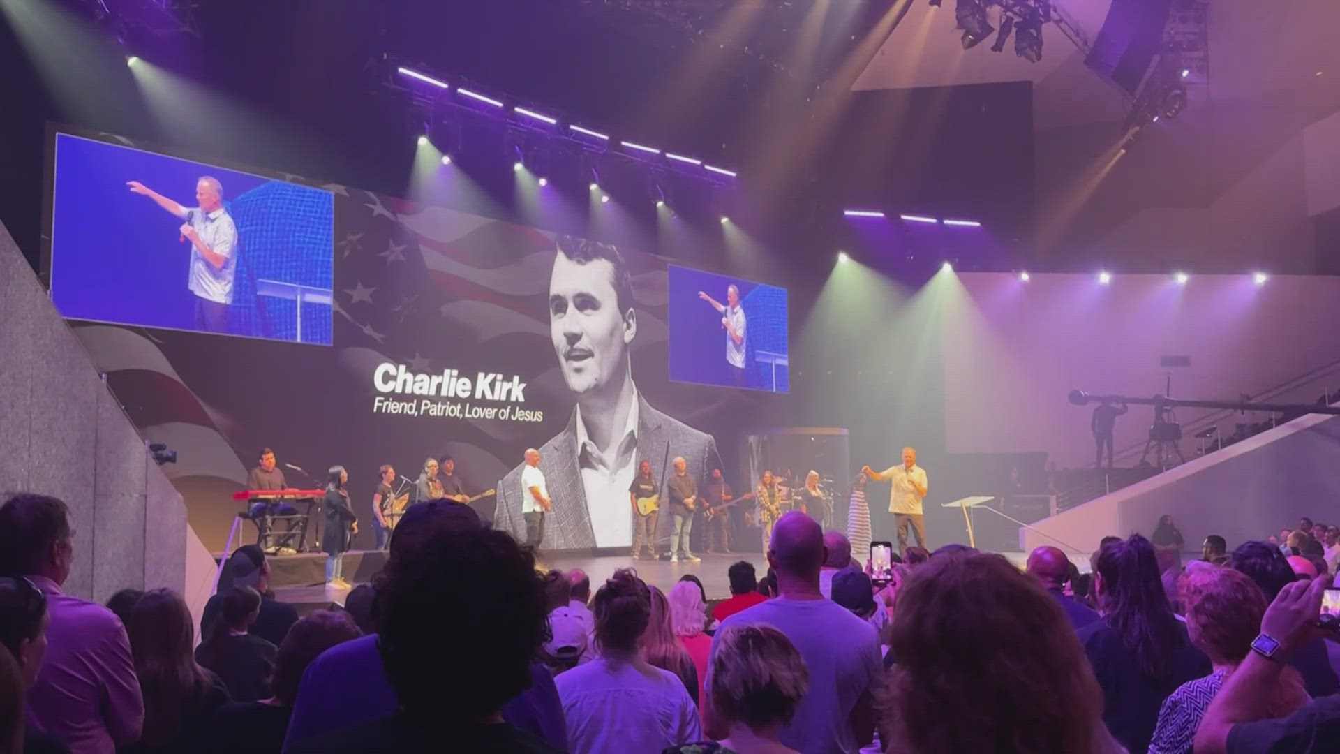There was a packed auditorium at Dream City Church as the congregation remembered member Charlie Kirk, who was assassinated. 