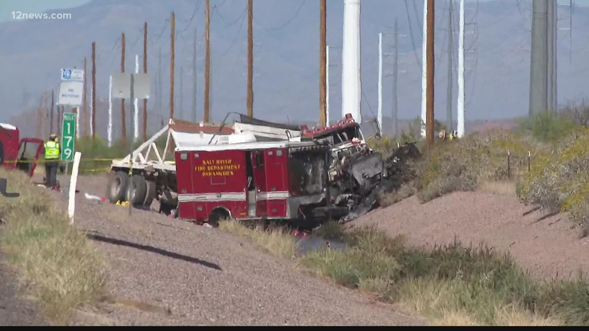 The firefighter/EMT died and another paramedic was seriously injured when the ambulance they were riding in collided with a semi-truck.