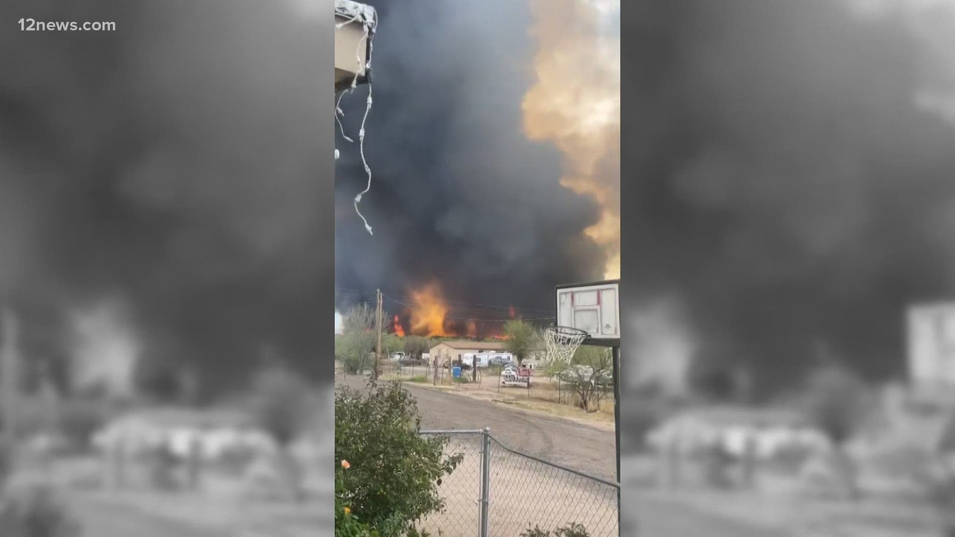 The Margo Fire is burning near the town of Dudleyville in Pinal County. 150 acres have already burned. All residents have been told to evacuate.