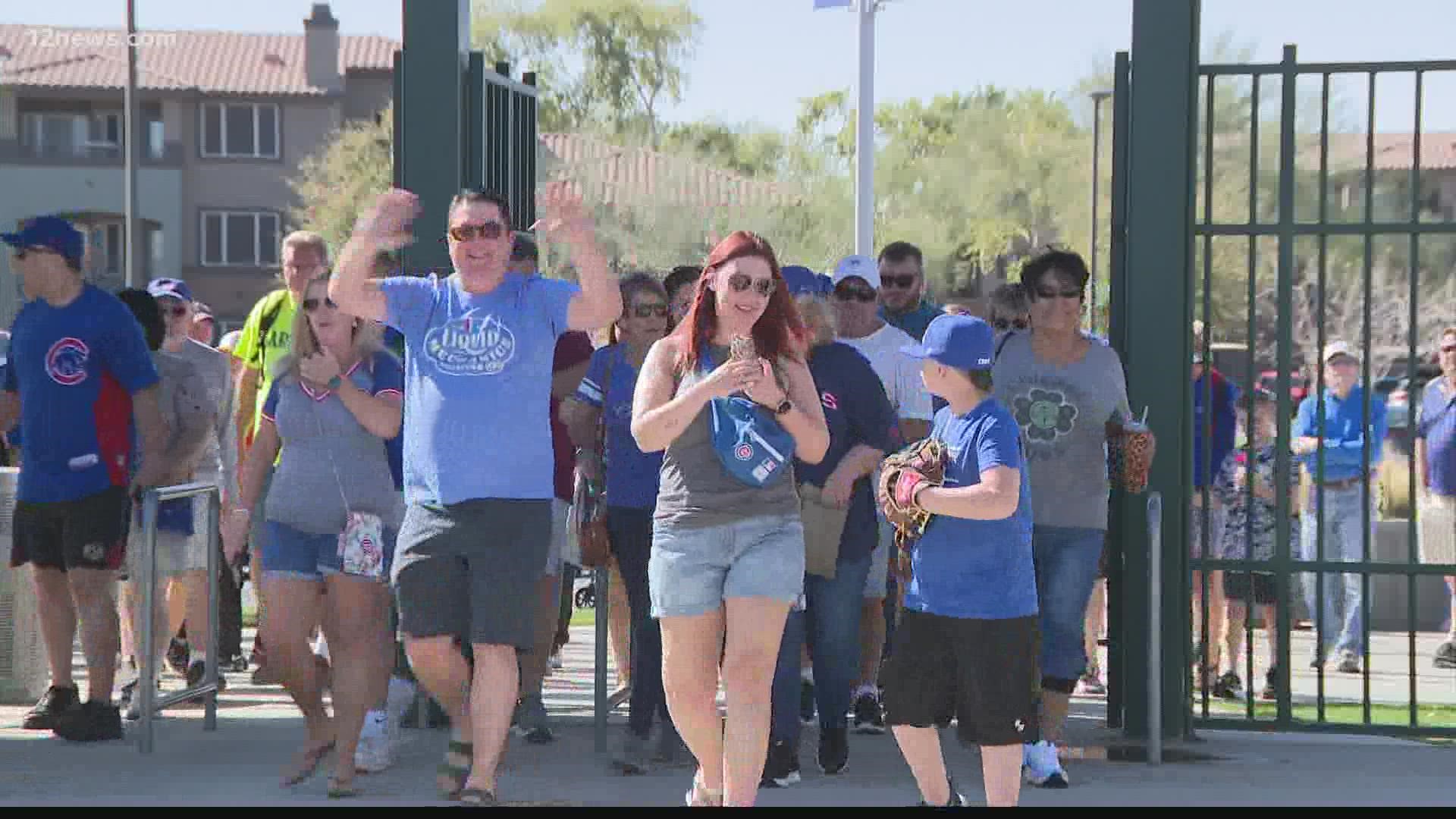 Cubs fans from across the country poured into Sloan Park in Mesa to enjoy the return of baseball even though there wasn't a scheduled game.