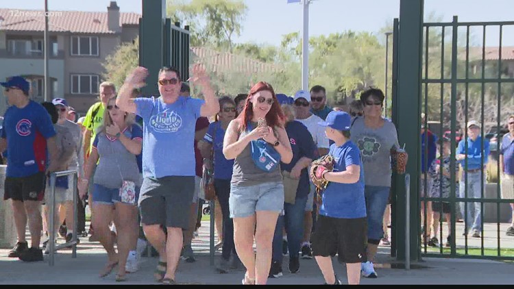 Cubs fans party at Sloan Park in Mesa to celebrate baseball's return