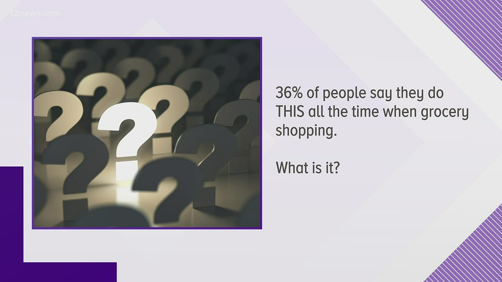 A little over a third of grocery store shoppers do what all the time?