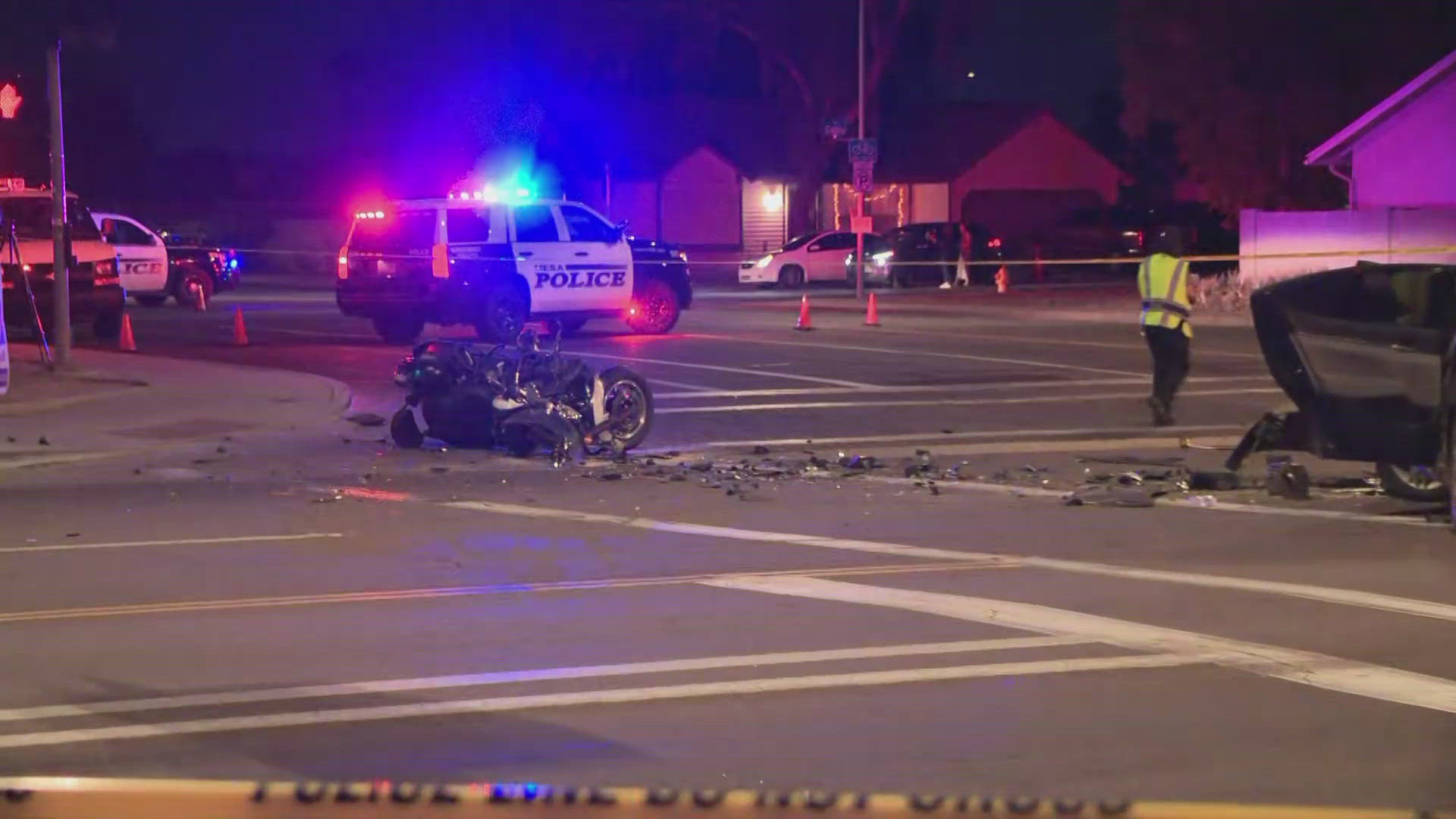 A motorcyclist died after a crash in Mesa, police said. 