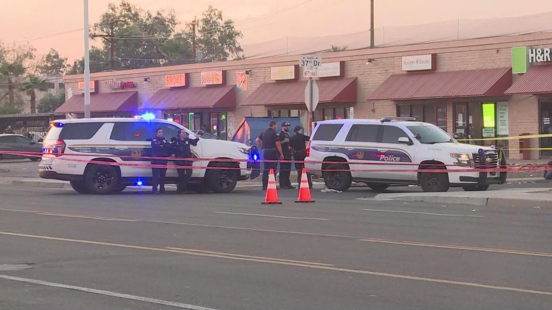 Phoenix police say no officers were injured in the shooting Wednesday evening near 37th Avenue and McDowell Road.