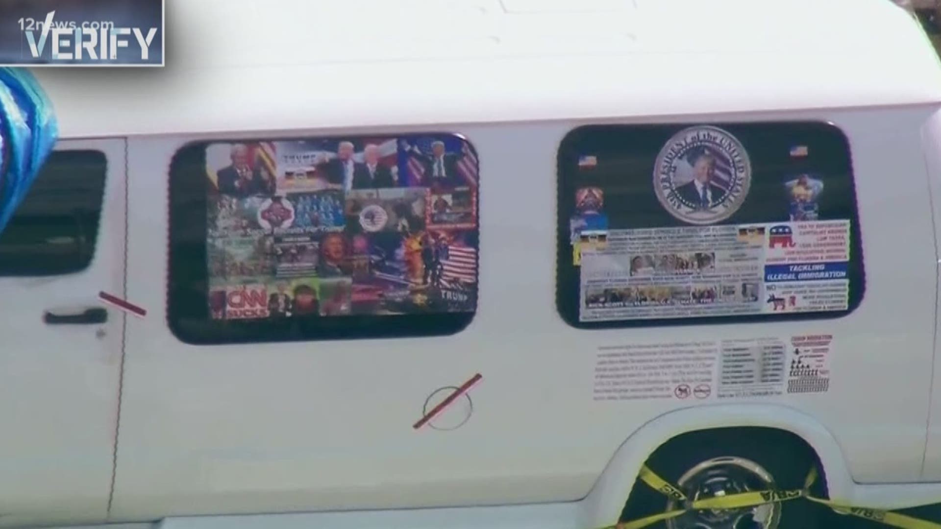 The suspect arrested in connection with the pipe bombs sent to top Democrats and critics of Trump had a van cluttered with right wing bumper stickers. We verify if those stickers make you a target for profiling.