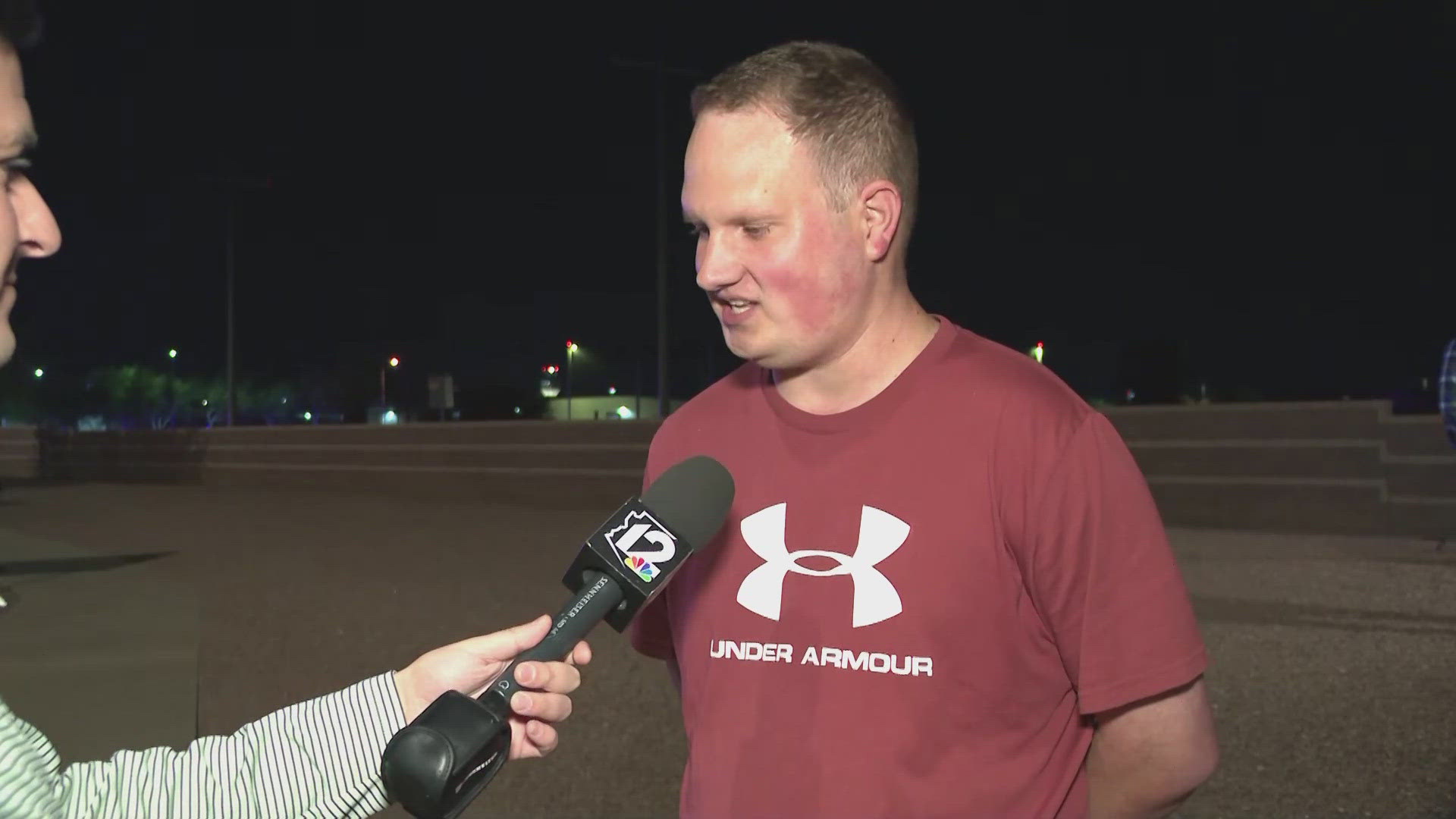 A witness describes what he saw during a shooting incident in Mesa that left an officer injured.