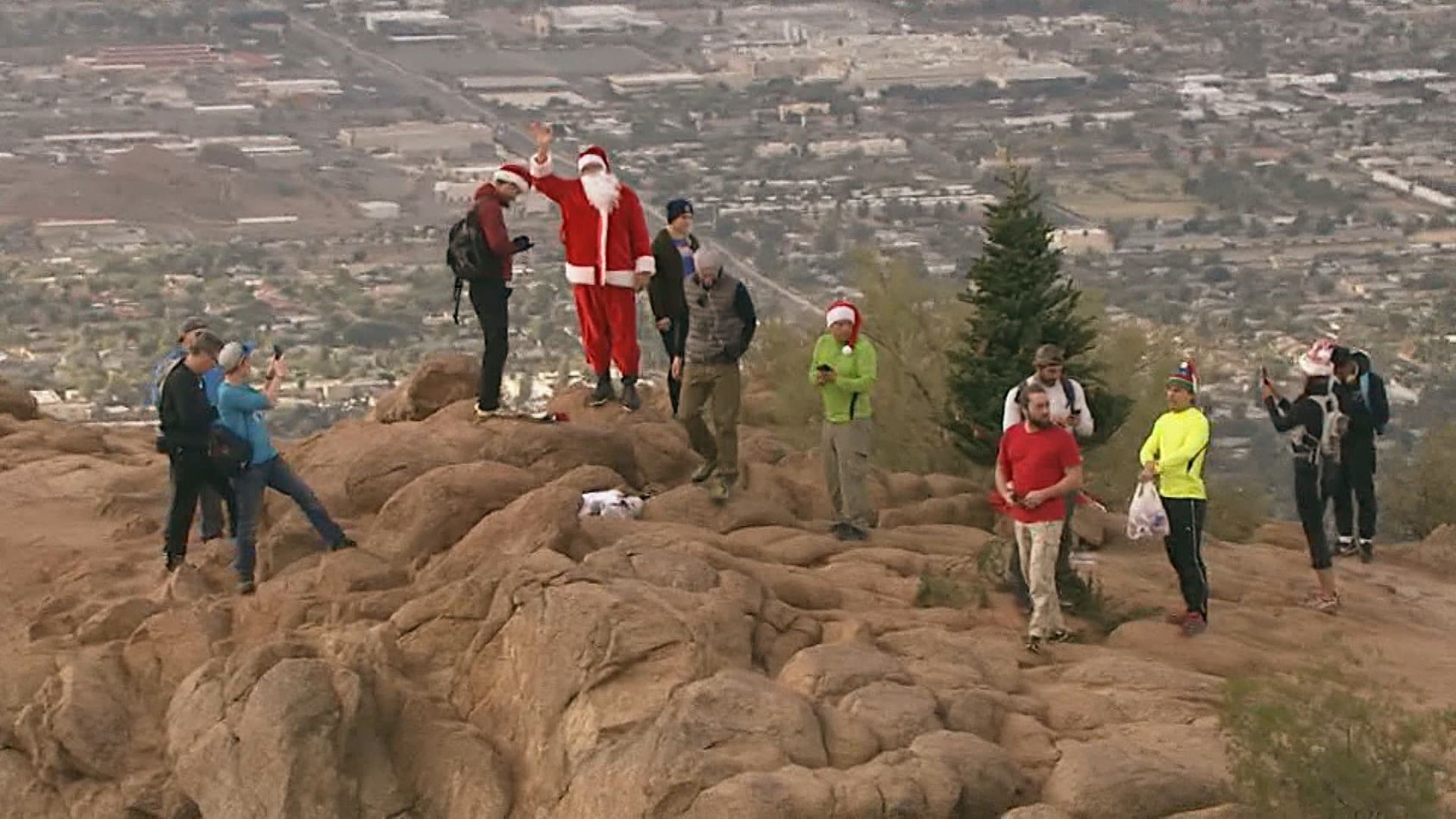 A controversial Christmas tree sits atop Camelback Mountain during the holiday season. Check out the lengths Santa and his elves are going to make sure that it stays there to bring some holiday cheer to Valley hikers.