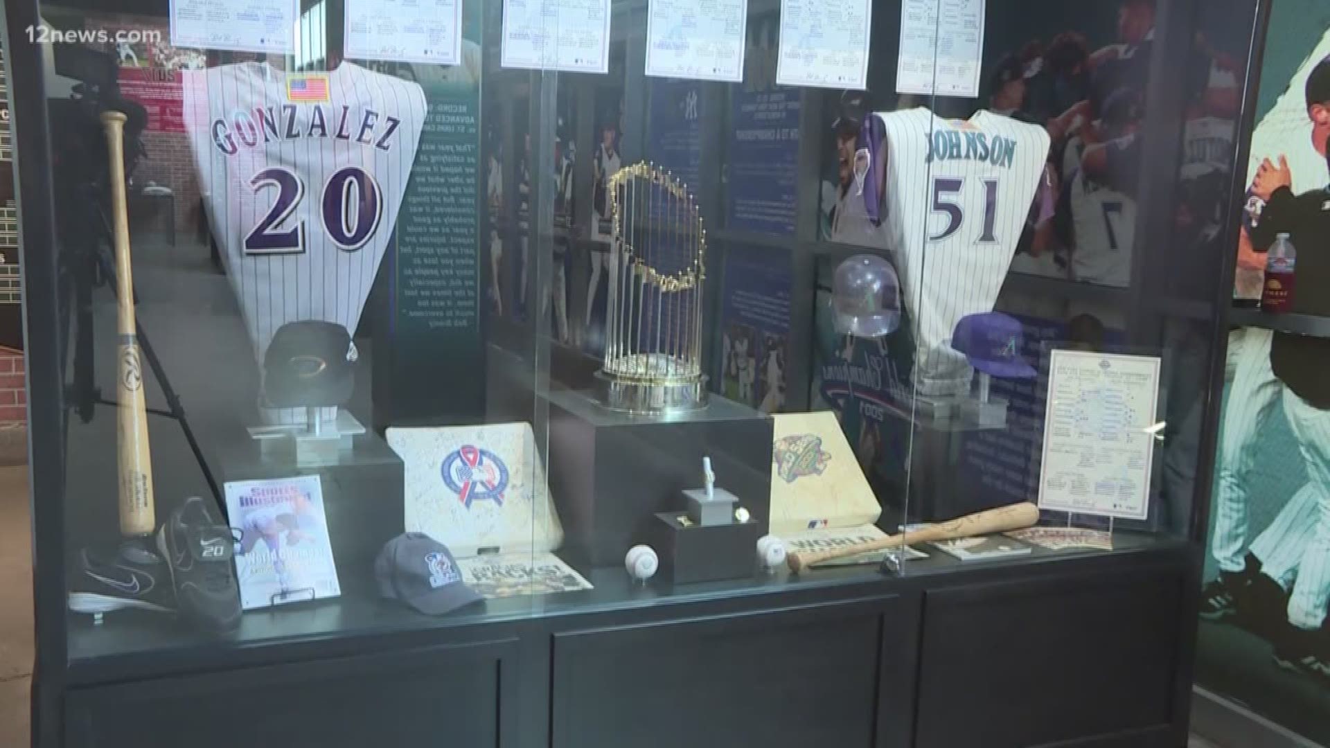 Silver Sluggers, Golden Gloves and the 2001 World Series trophy are all on display at a new museum at Chase Filed that highlights 20 years of franchise history.