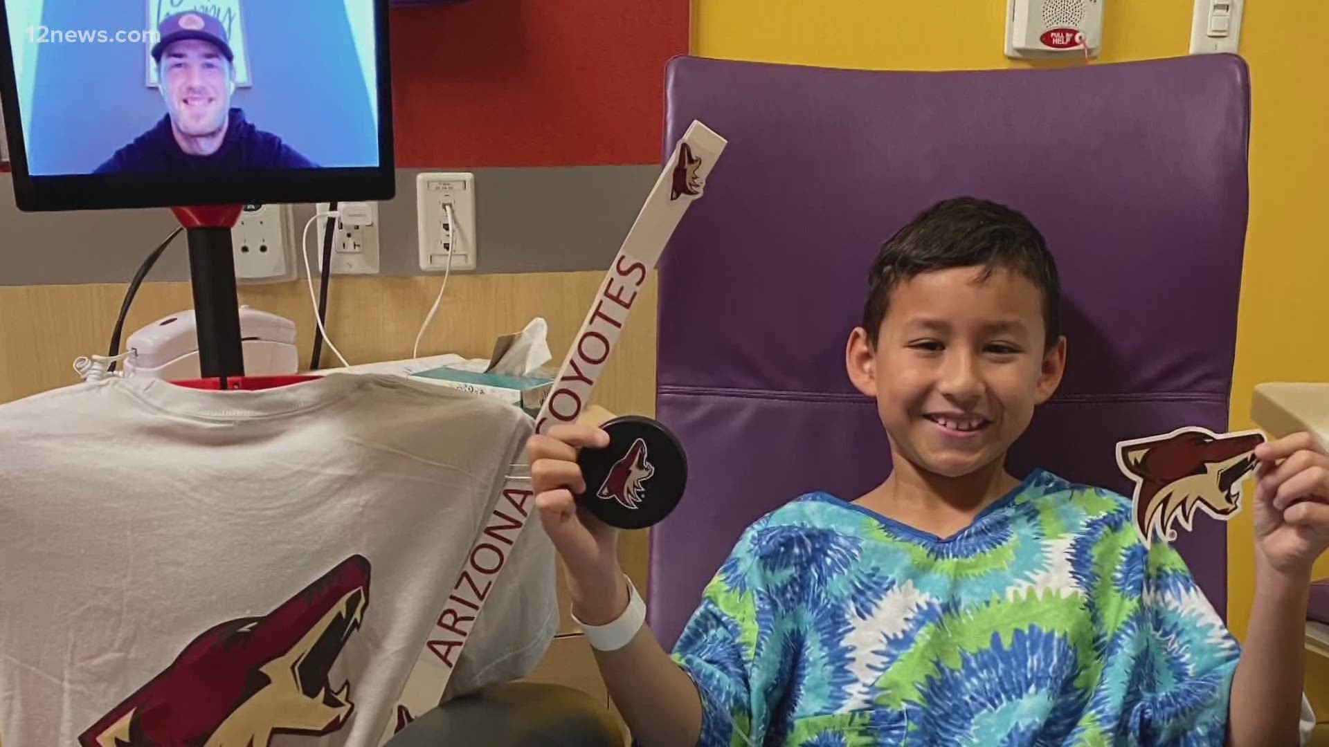 Phoenix Children's Hospital teamed up with local sports teams for creative ways for players to visit the kids. Thanks to robots Coyote's players made it happened.