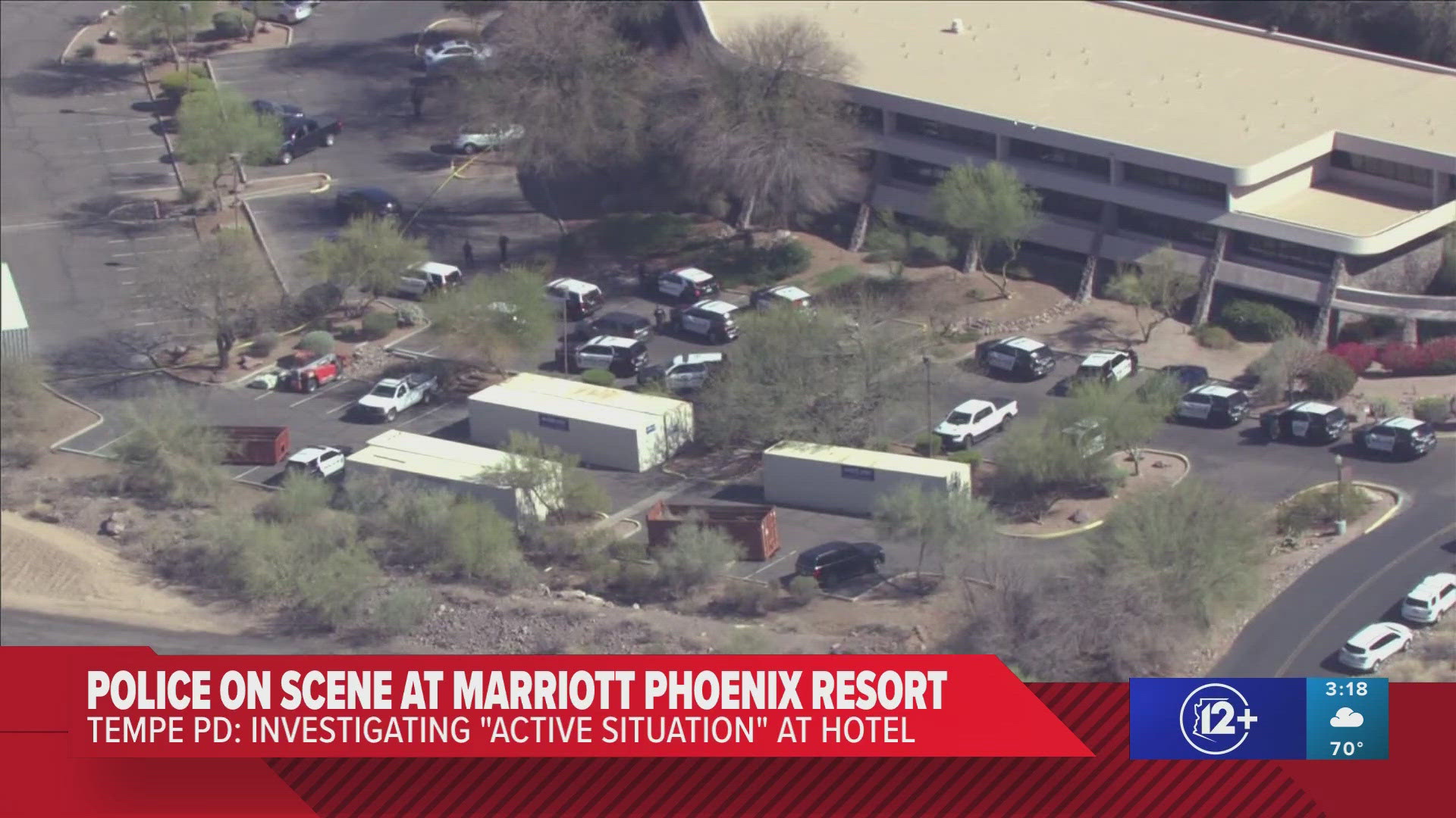 Multiple police units were visible on scene from Sky12.