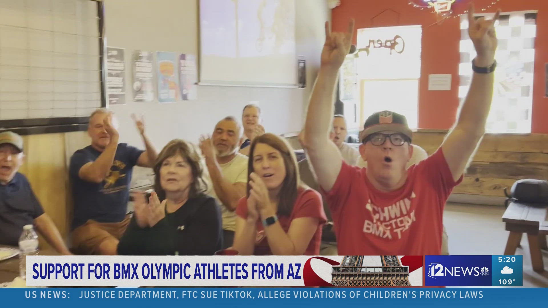 A group gathered in Gilbert to support two Arizonans competing in the Paris Olympics.