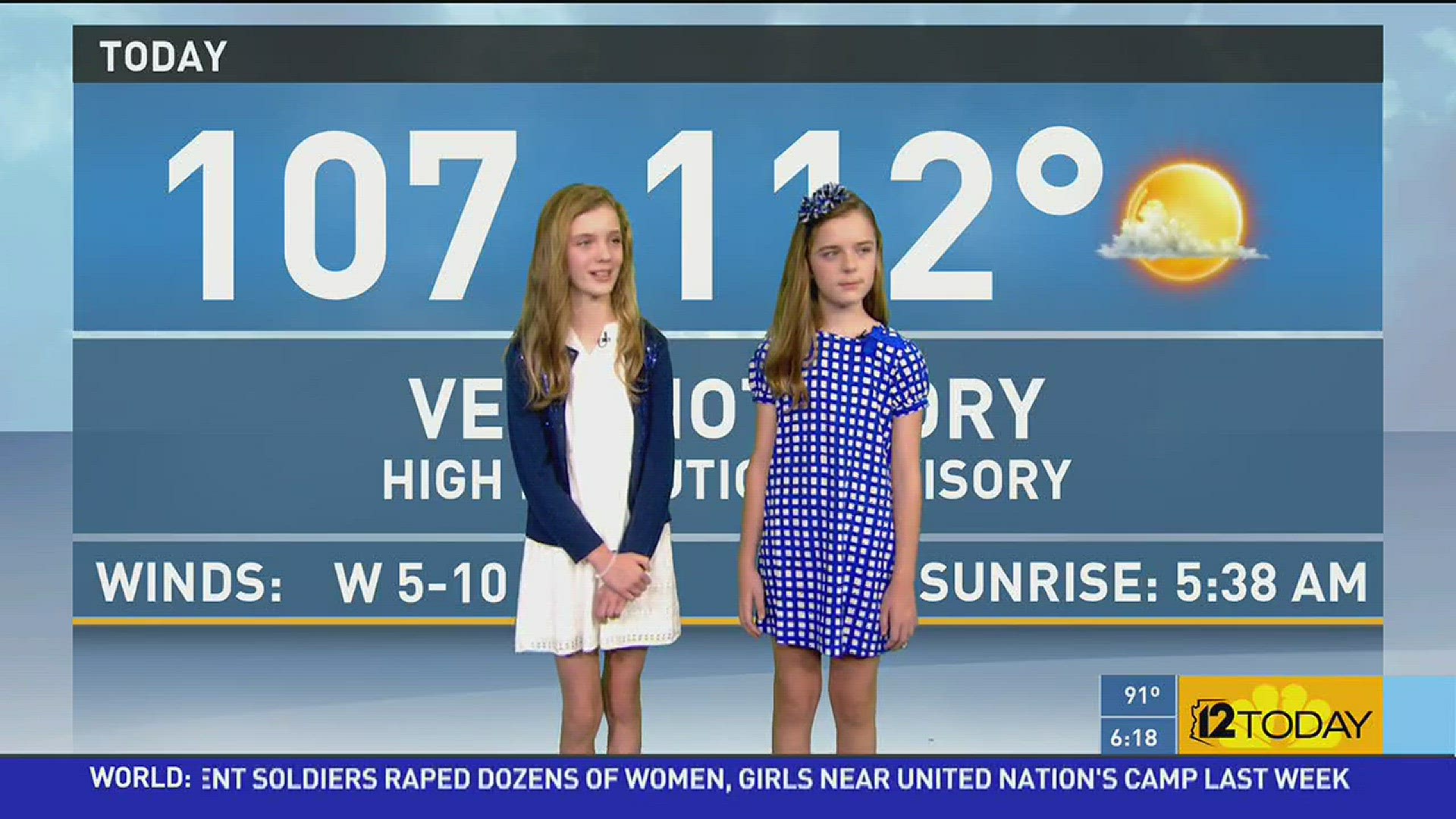 Twins sisters from Paradise Valley help Jimmy Q with the 7-day forecast.