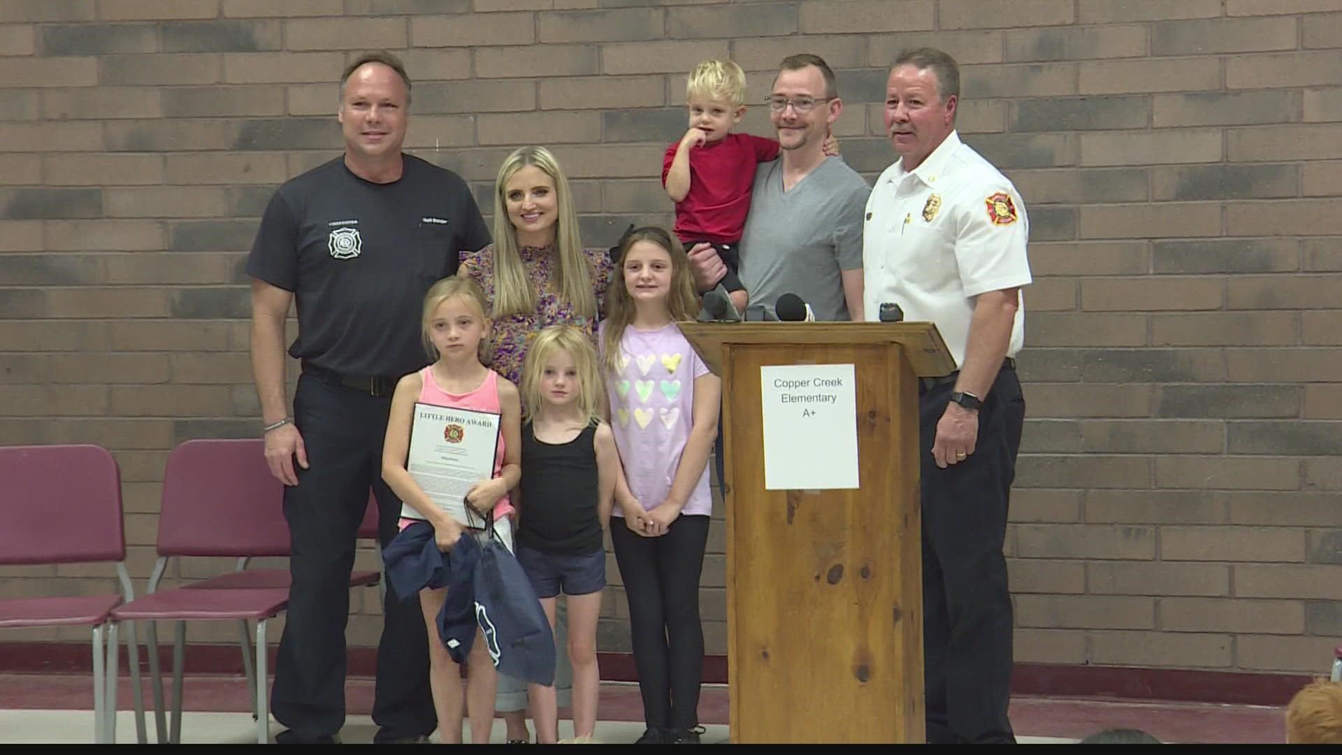 A Valley 9-year-old was honored by the Glendale Fire Department Wednesday for saving her family from a house fire back in February.