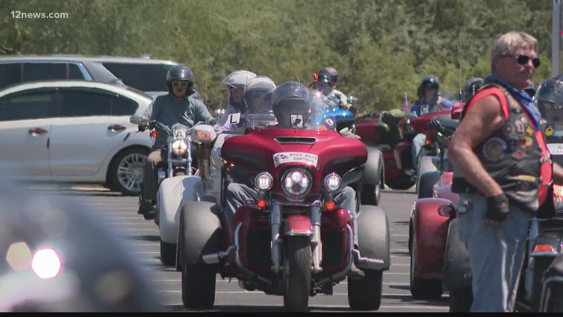225 motorcycles came rolling into the USS Arizona Memorial Gardens this week. The riders are raising money for children of fallen military personnel.