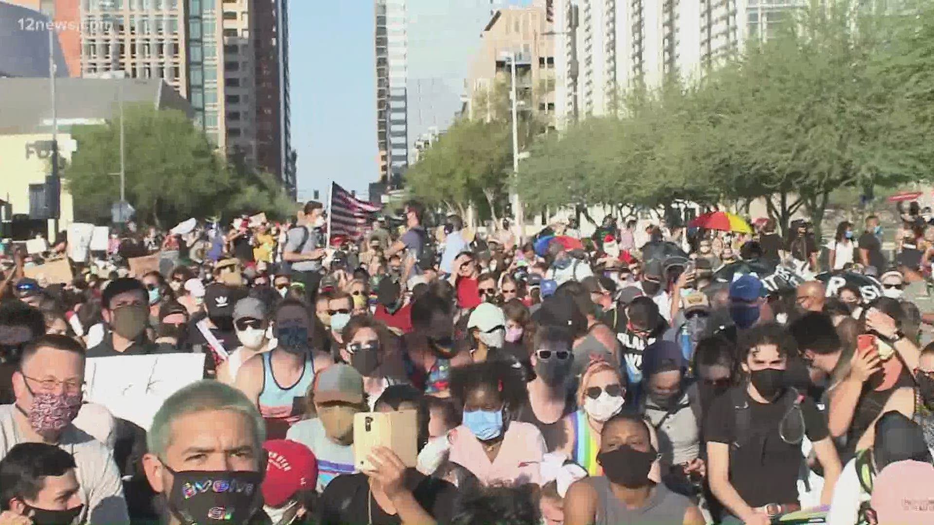 Peaceful protests continue in Phoenix weeks after George Floyd's death.