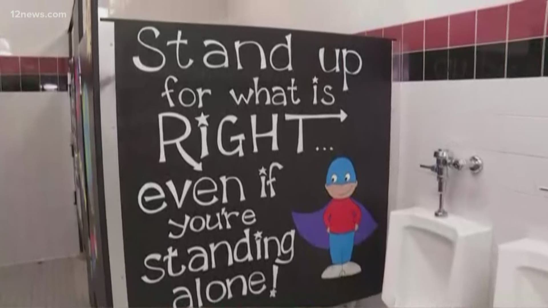 Finley Farms Elementary School's new bathroom stalls