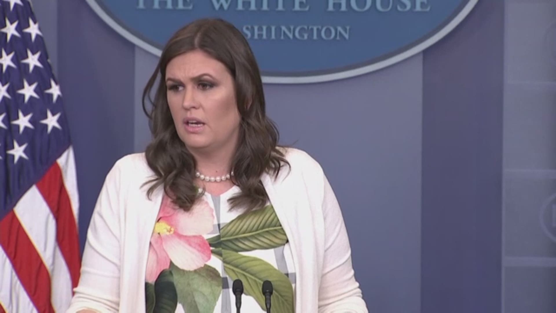 White House Press Secretary Sarah Sanders said President Trump did not intend to make a racial slur when he called Sen. Elizabeth Warren "Pocahontas" during an Oval Office event with Navajo code talkers.