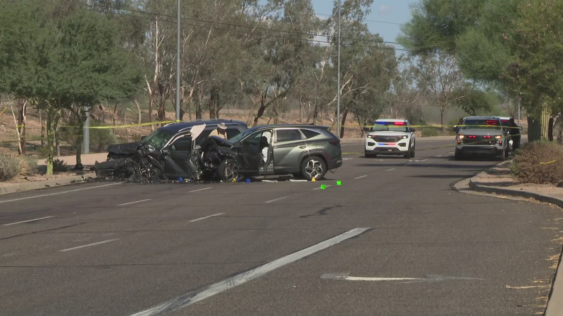 Police said at least two vehicles were involved in the crash on Monday afternoon near 35th Avenue and Happy Valley Road. 