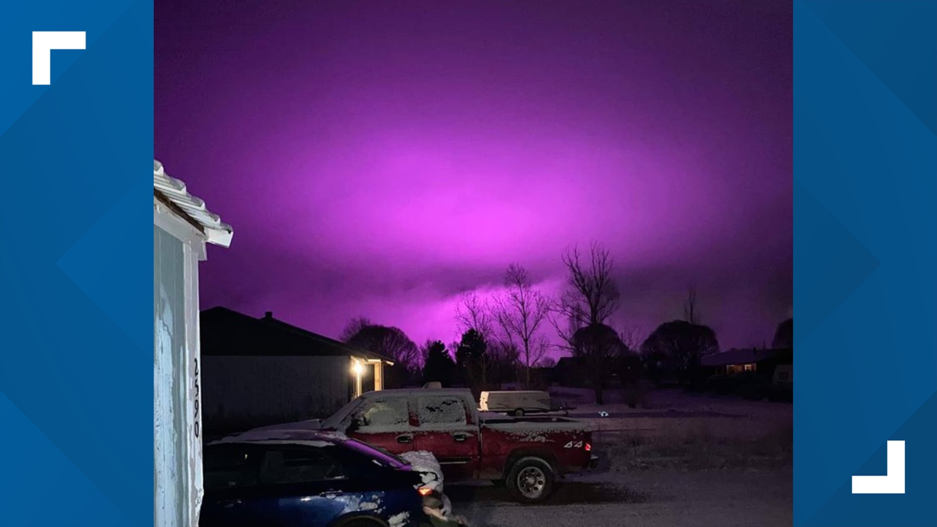 Medical marijuana farm lights create purple hazy sky over Snowflake, AZ