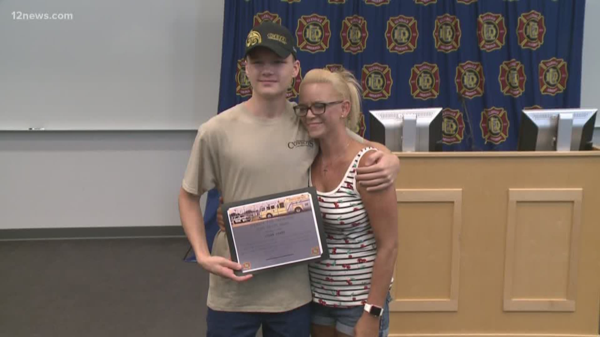 The Glendale Fire Department honored 17-year-old Logan Hart with an award and called him a hero.