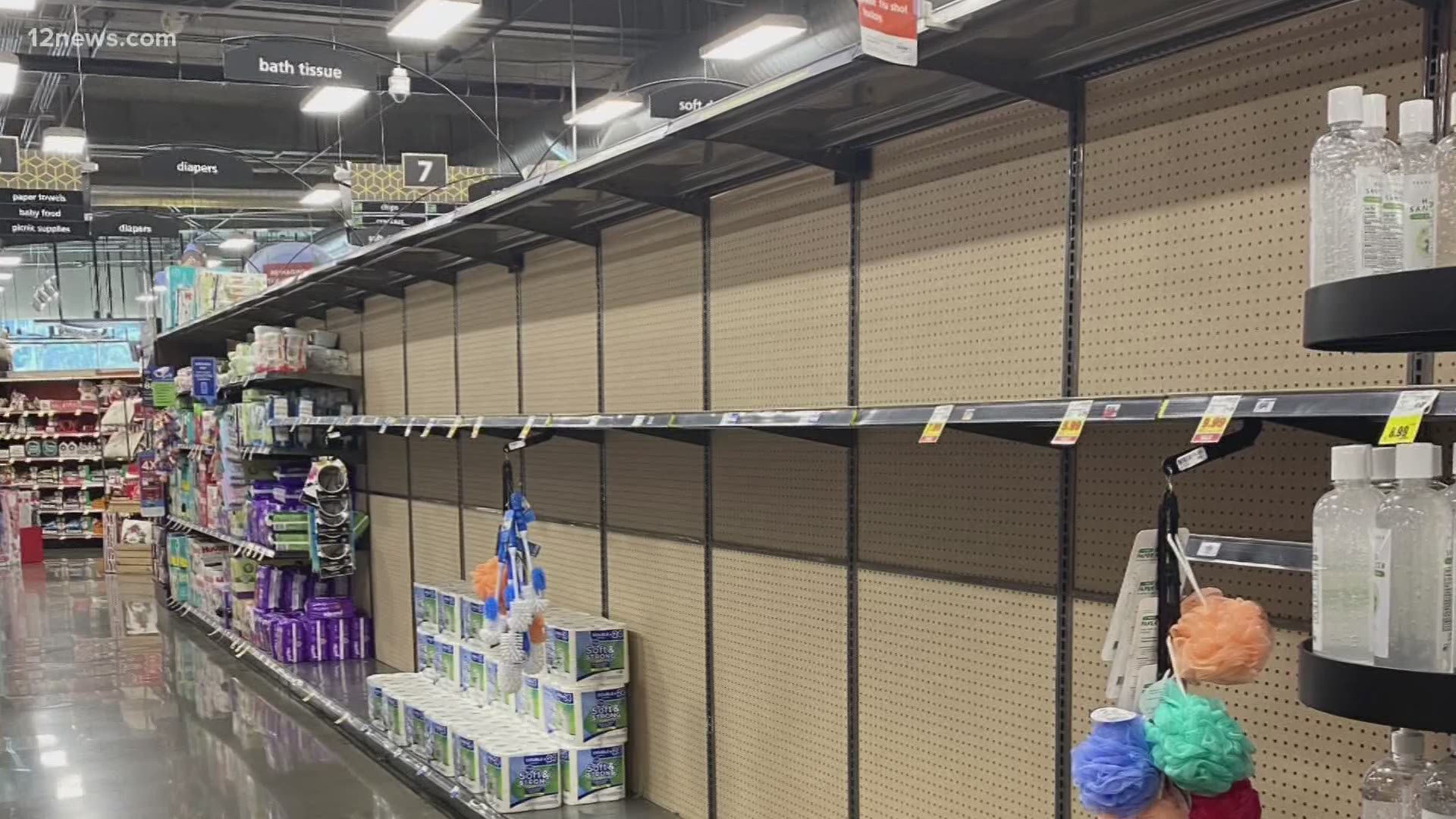 At the beginning of the pandemic supplies like paper products, cleaning supplies and food were difficult to find. Months later, store shelves are going bare again.