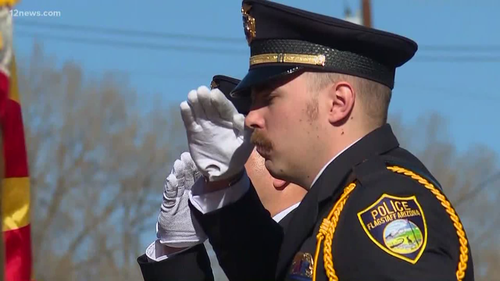 Family and friends gathered in tribute to Flagstaff police officer Tyler Stewart who was shot and killed while on duty.