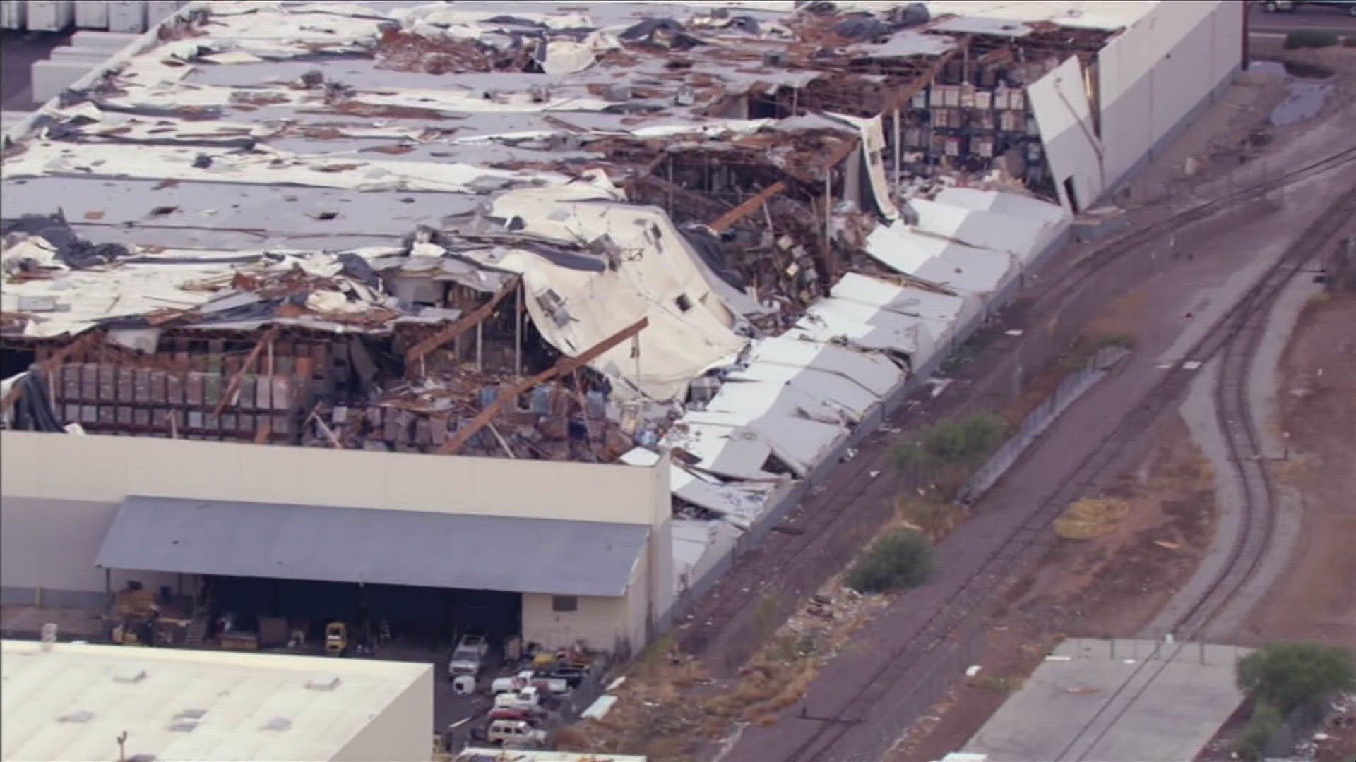 Severe monsoon storms caused damage across the Valley. Parts of this warehouse were ripped off by the wind.