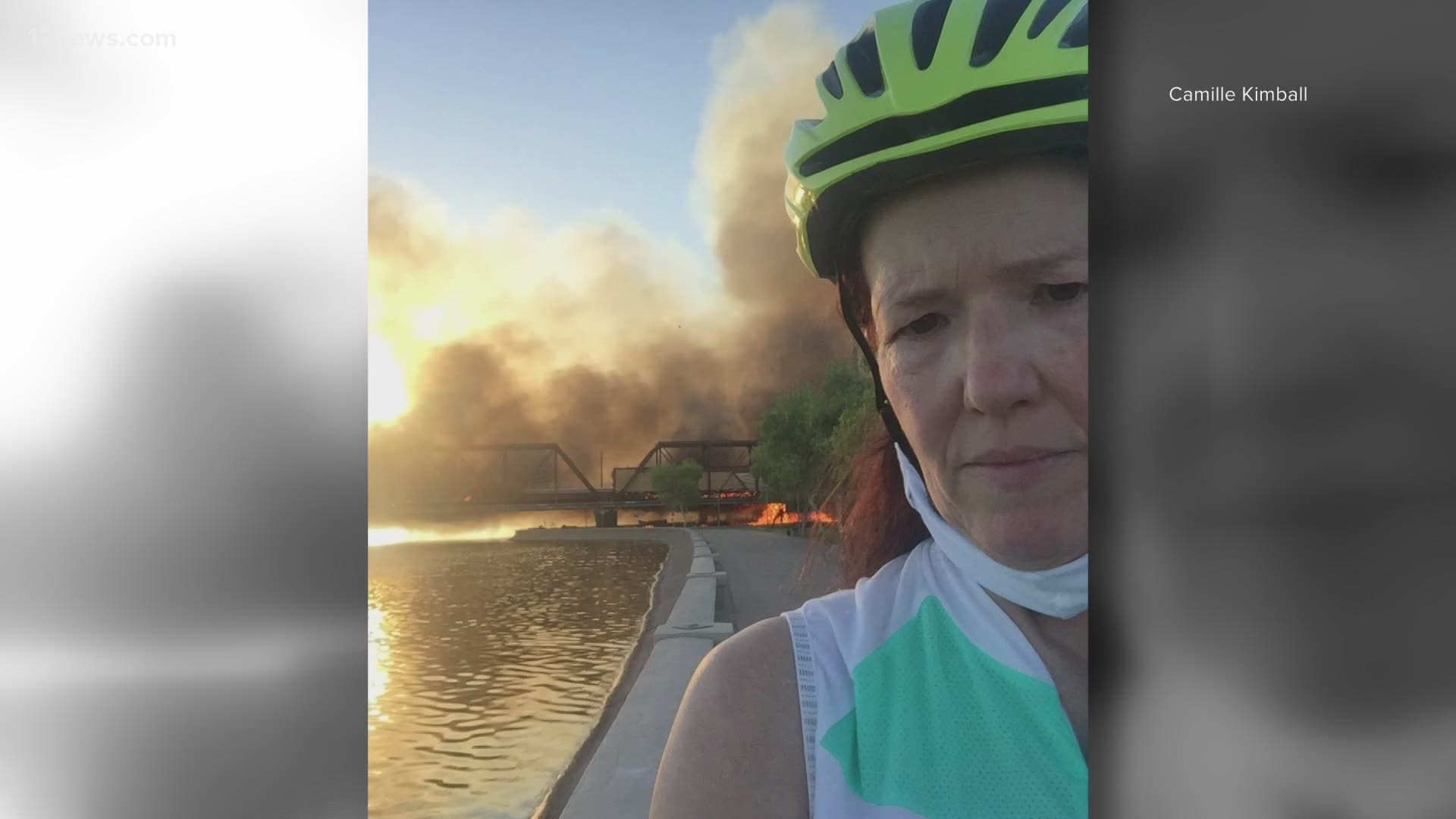 The silver lining in yesterday's Tempe bridge collapse, train derailment and fire is that nobody was hurt. One Valley bicyclist was just feet away from the disaster.