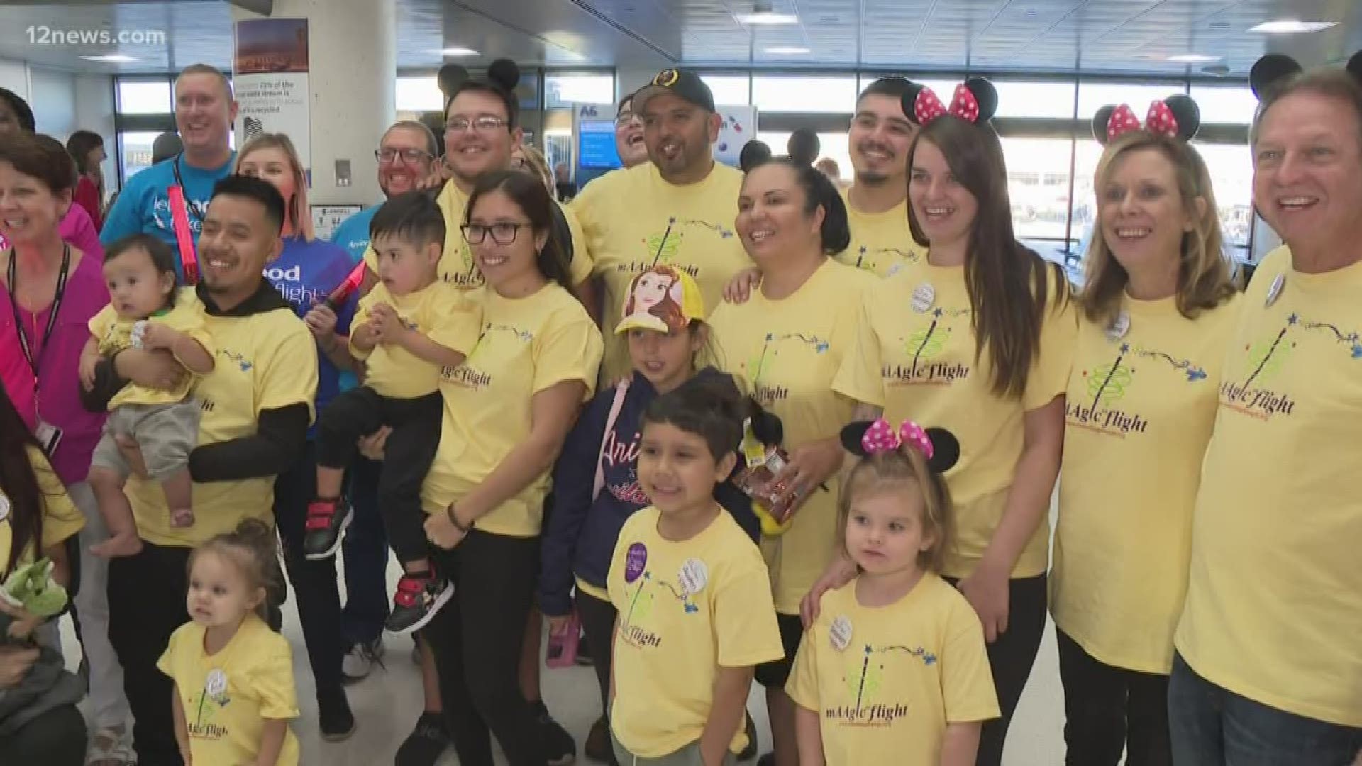 These mAAgic flights help children with critical illnesses have big experiences. This group from Arizona will go to Disney World and Wizarding World of Harry Potter.