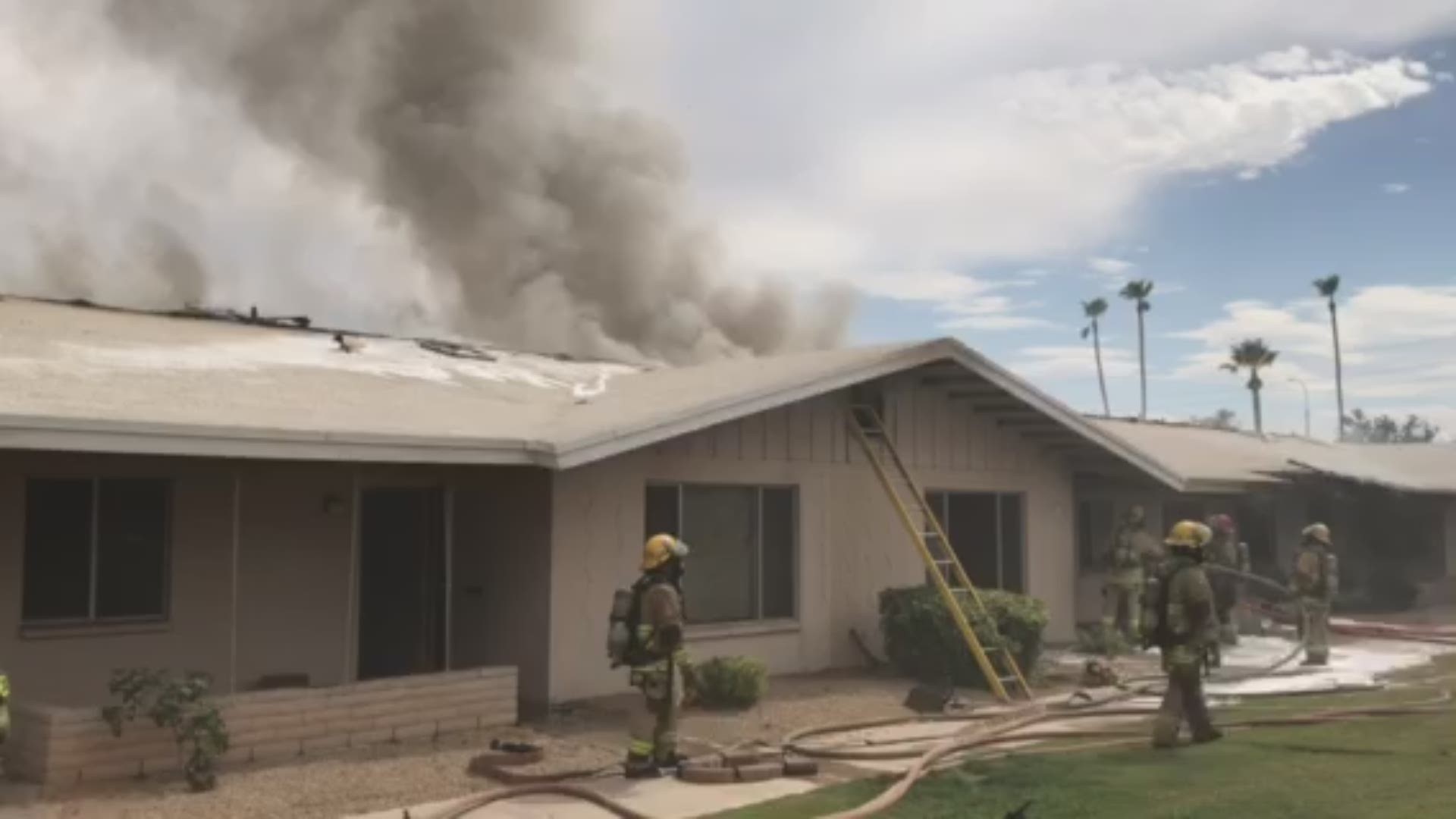 This video, courtesy of the Phoenix Fire Department, showed a second-alarm fire at a senior living complex near 43rd Avenue and Thomas Road on Saturday.