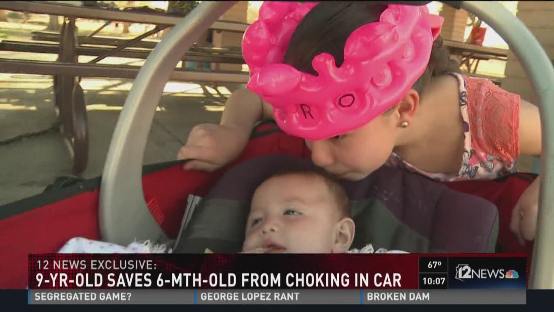 9-year-old saves baby sister from choking in car