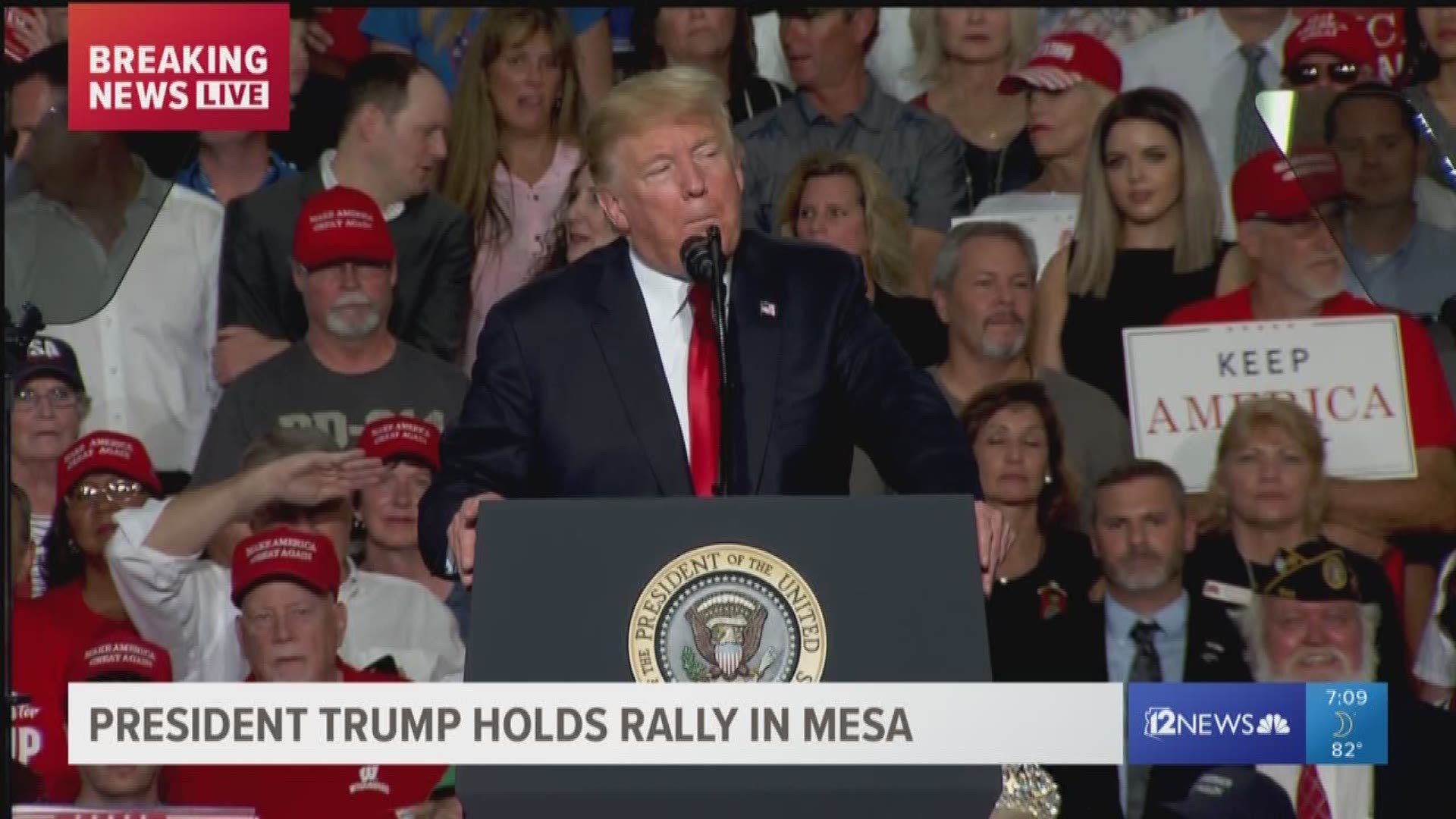 During a campaign rally for Republican Martha McSally President Trump criticized Democratic candidate Kyrsten Sinema's voting record. He says she does whatever Democratic leaders tell her to.