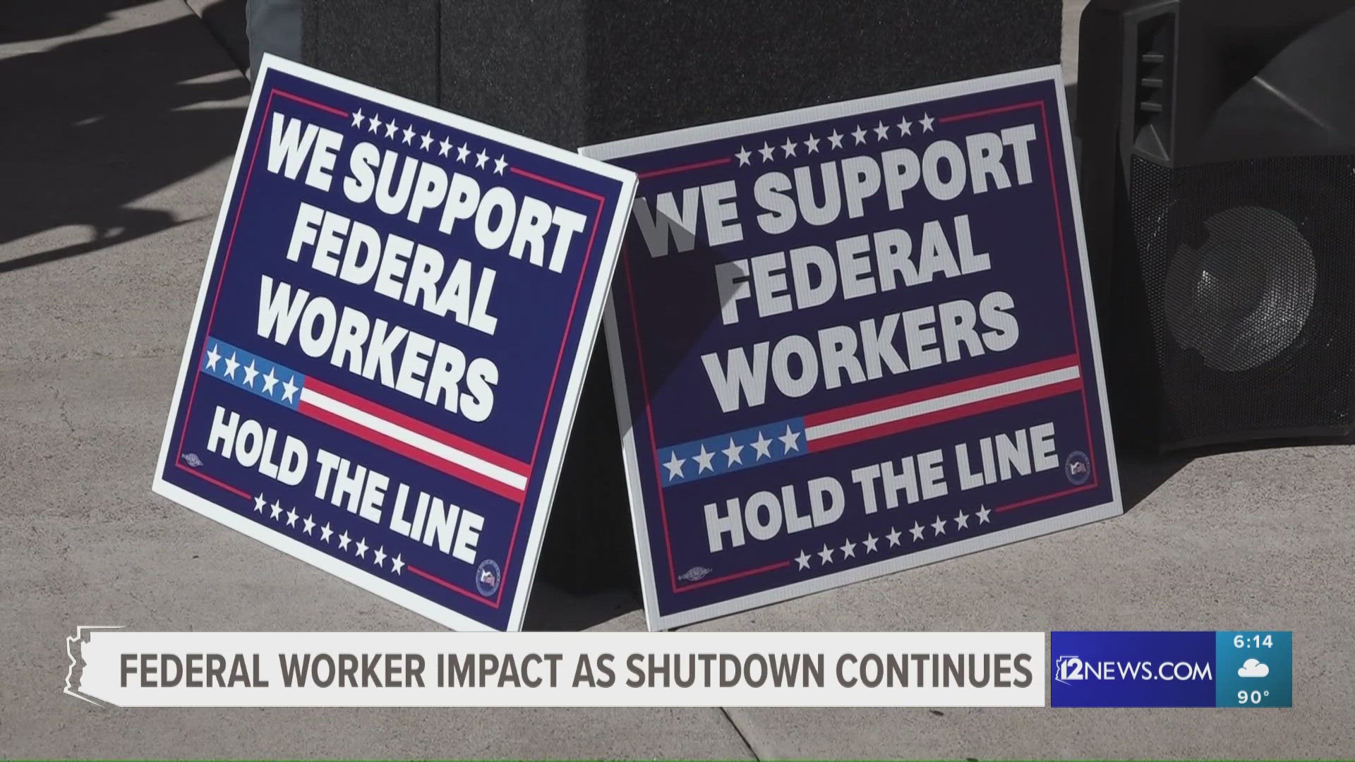 Several federal workers affected by the government shutdown rallied outside of Sky Harbor on Tuesday. 