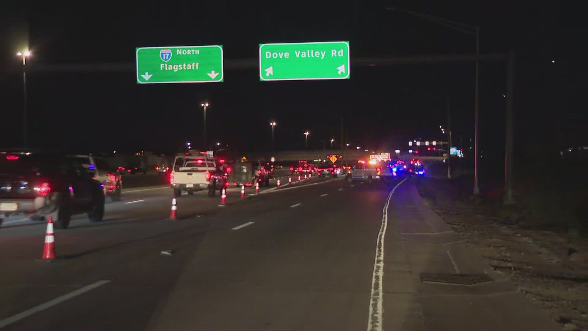 ADOT cams showed a heavy law enforcement presence on I-17 near Dove Valley Road Wednesday morning.