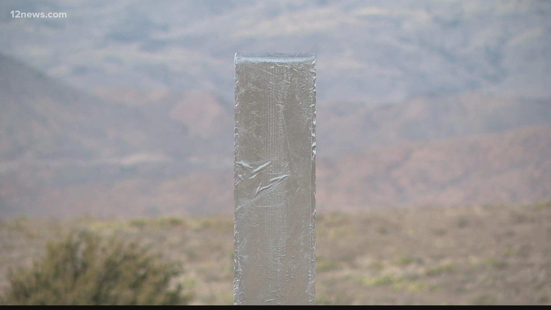 A monolith has appeared on the side of the road near Sunset Point along I-17. It's made out of some type of reflective tape over wood material.