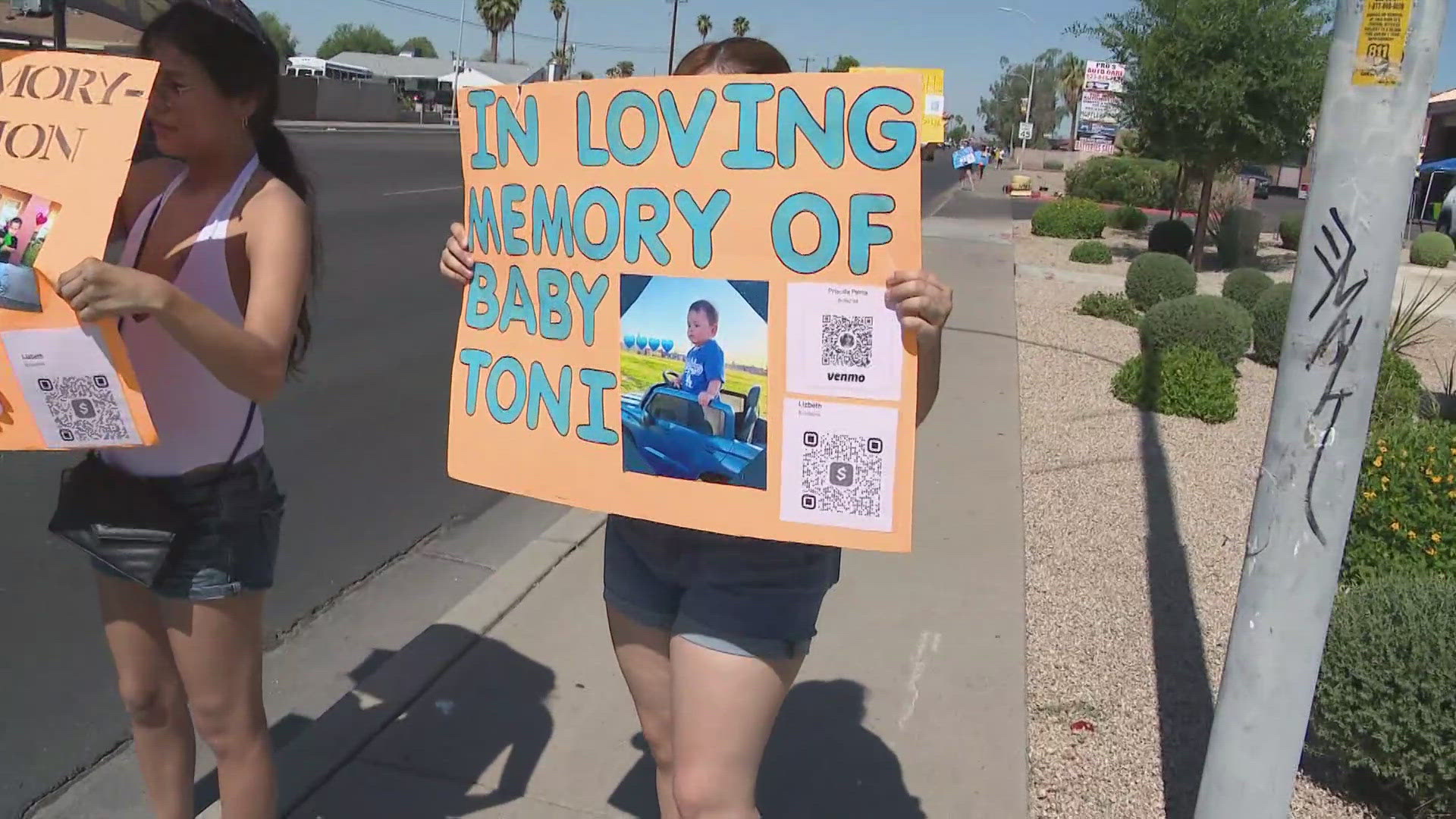 The baby's grandfather was arrested after the crash. 