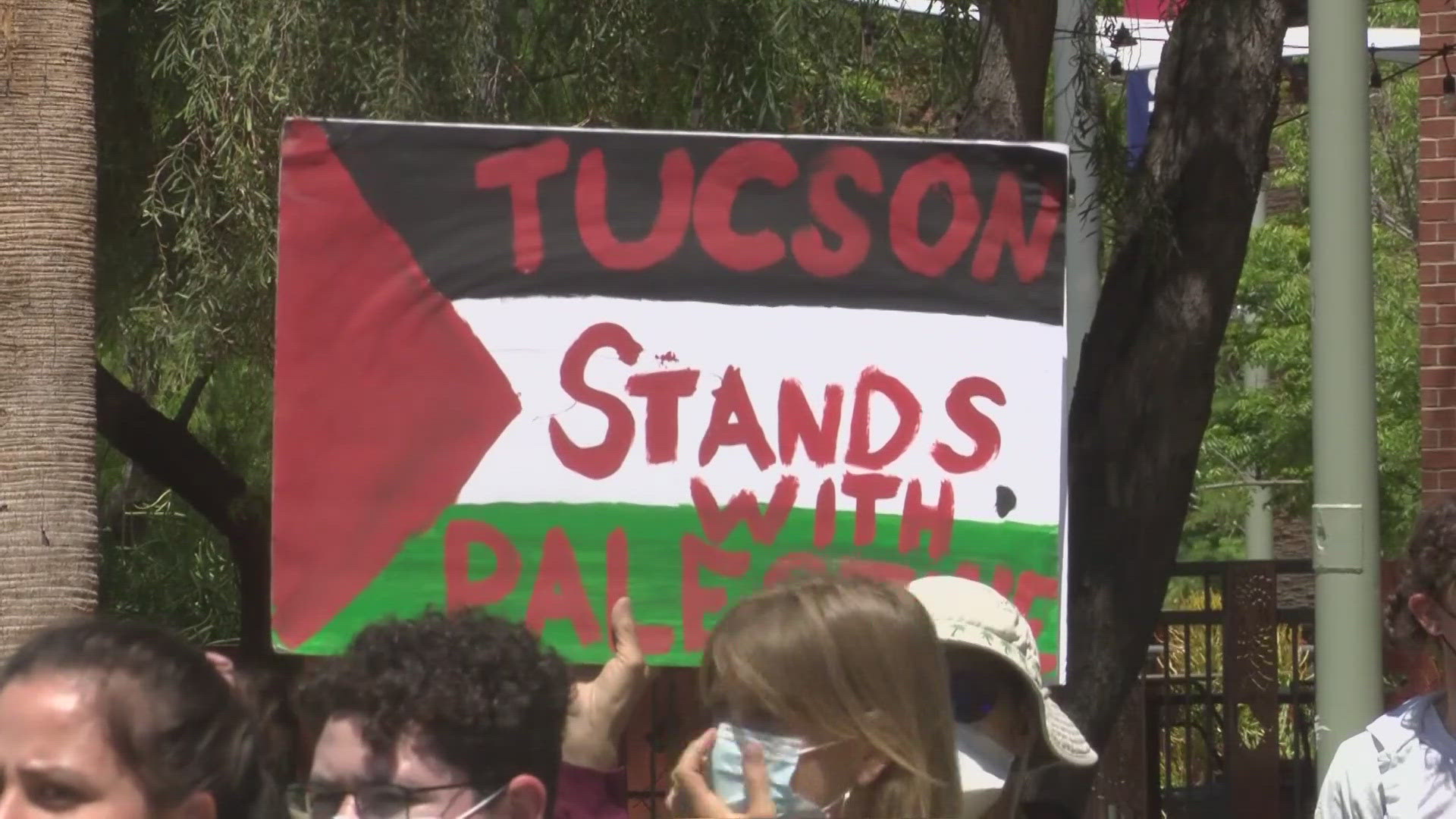Another demonstration today in Tucson on Monday was sparked in an effort to protest U.S. funding Israel in their attacks against Palestine.