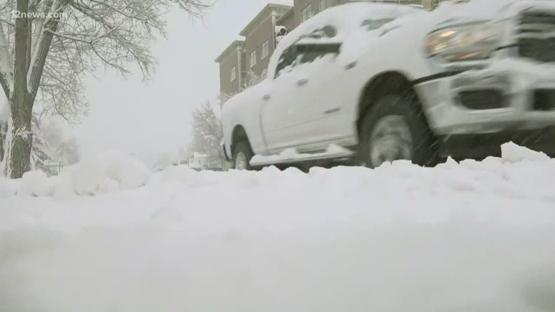 Team 12's Erica Stapleton is in Flagstaff, where snow is still causing problems for drivers.