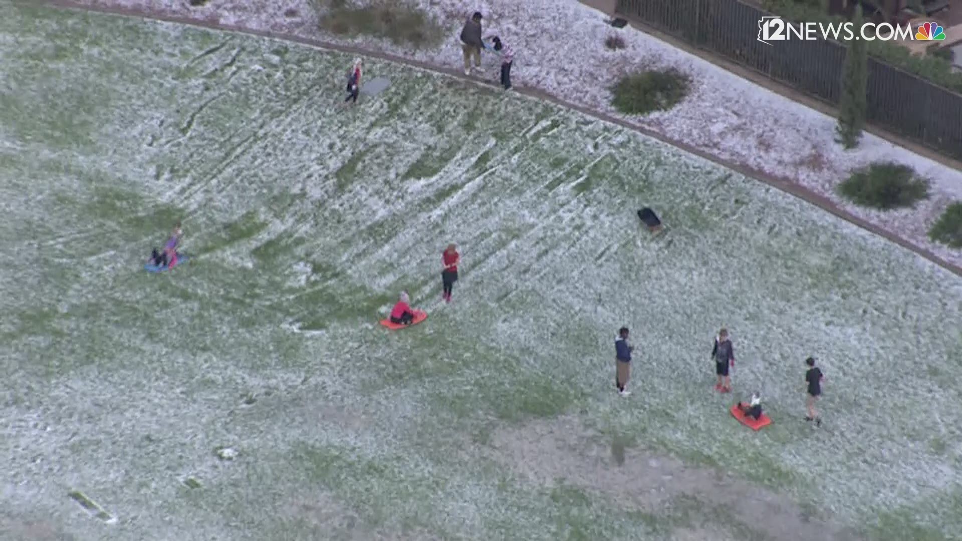 It may be November and that may be hail, but it is beginning to look a lot like Christmas! Especially cause some kids in Goodyear went sledding through the hail!