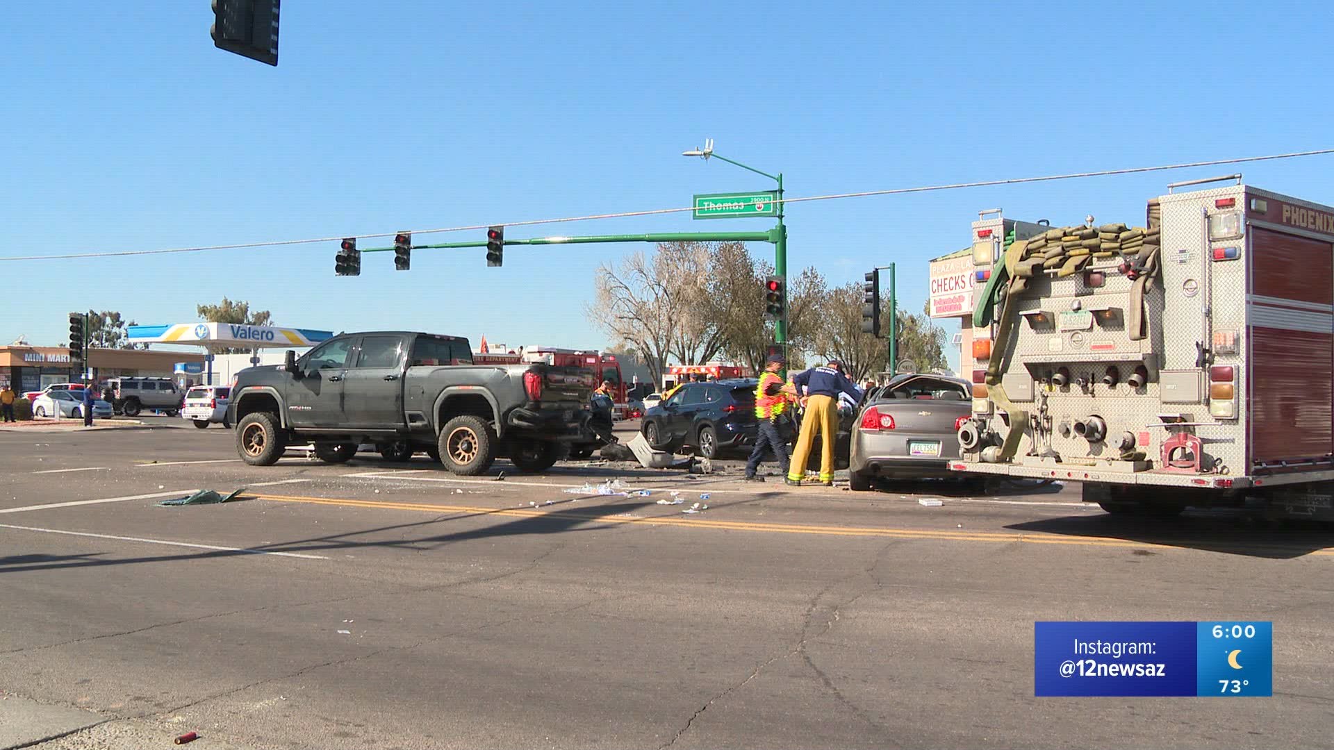 The two-vehicle crash happened just after 2 p.m. at the intersection of 35th Avenue and Thomas Road.