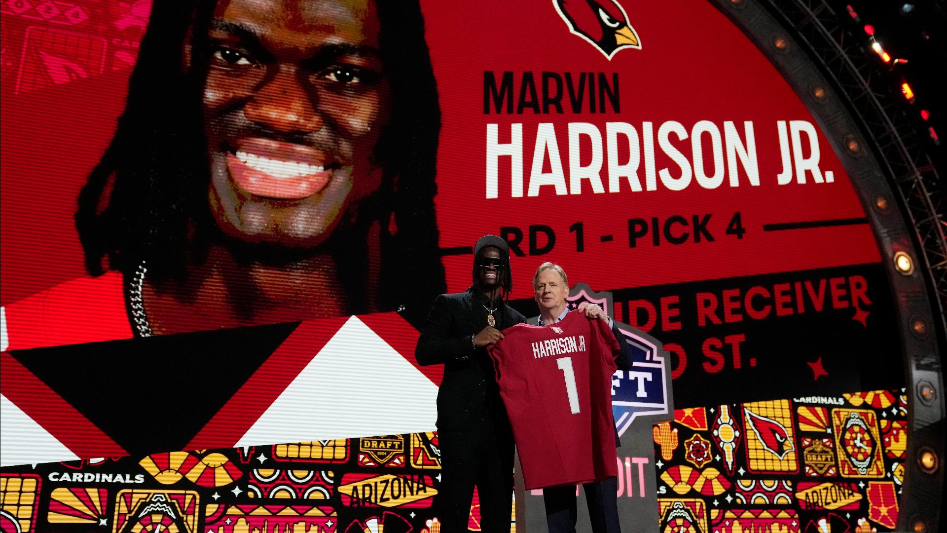 The Cardinals selected Marvin Harrison Jr. with the No. 4 pick in the 2024 NFL Draft and 12News was the only local news station to speak to MHJ after the pick.