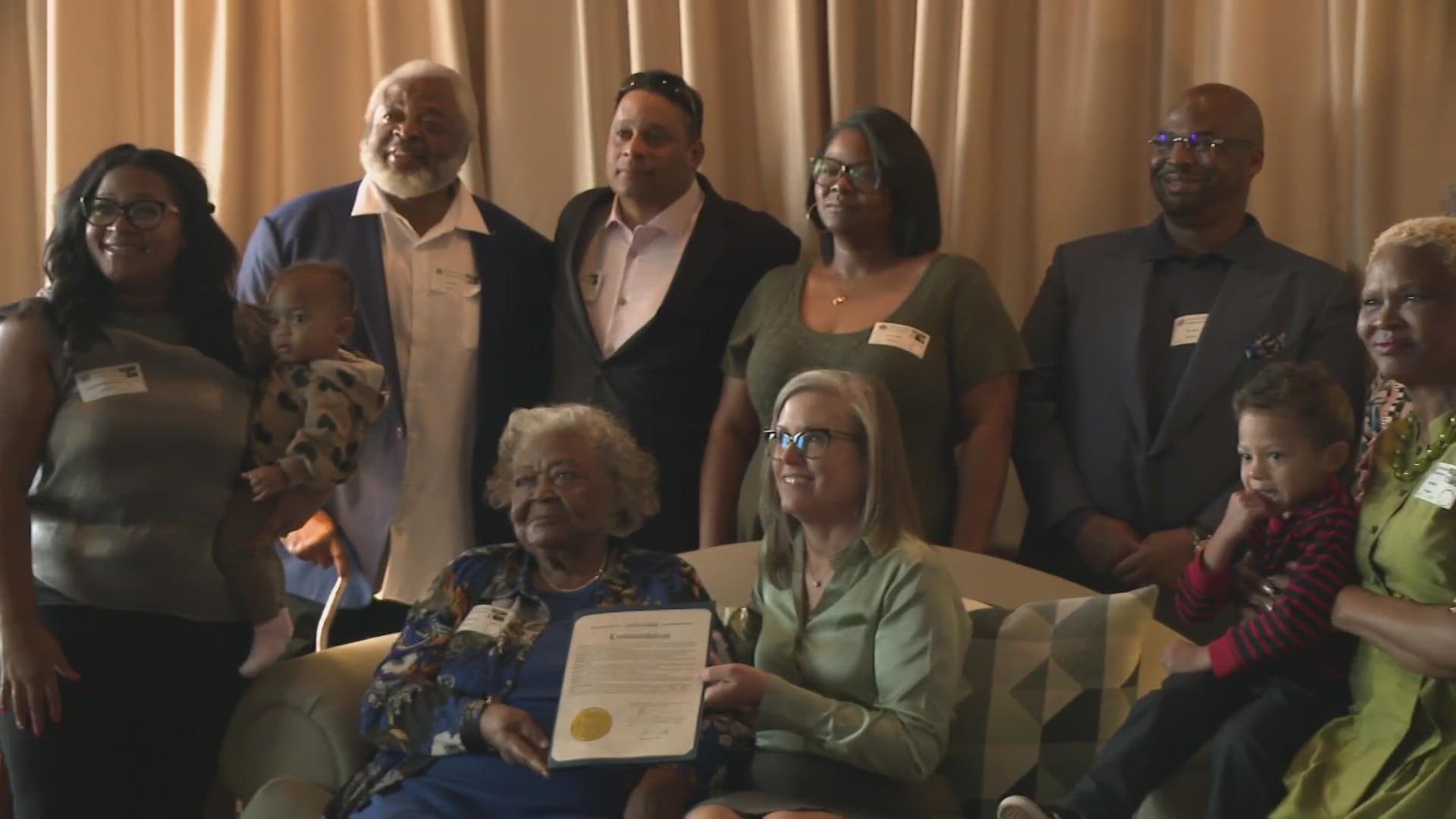 Mrs. White received a commendation from Gov. Katie Hobbs on Tuesday. She recently turned 100 years old.