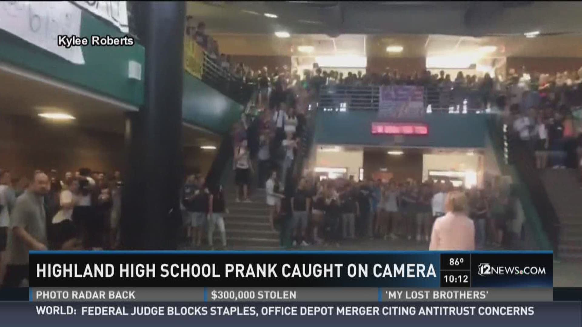 Highland high school prank caught on camera.