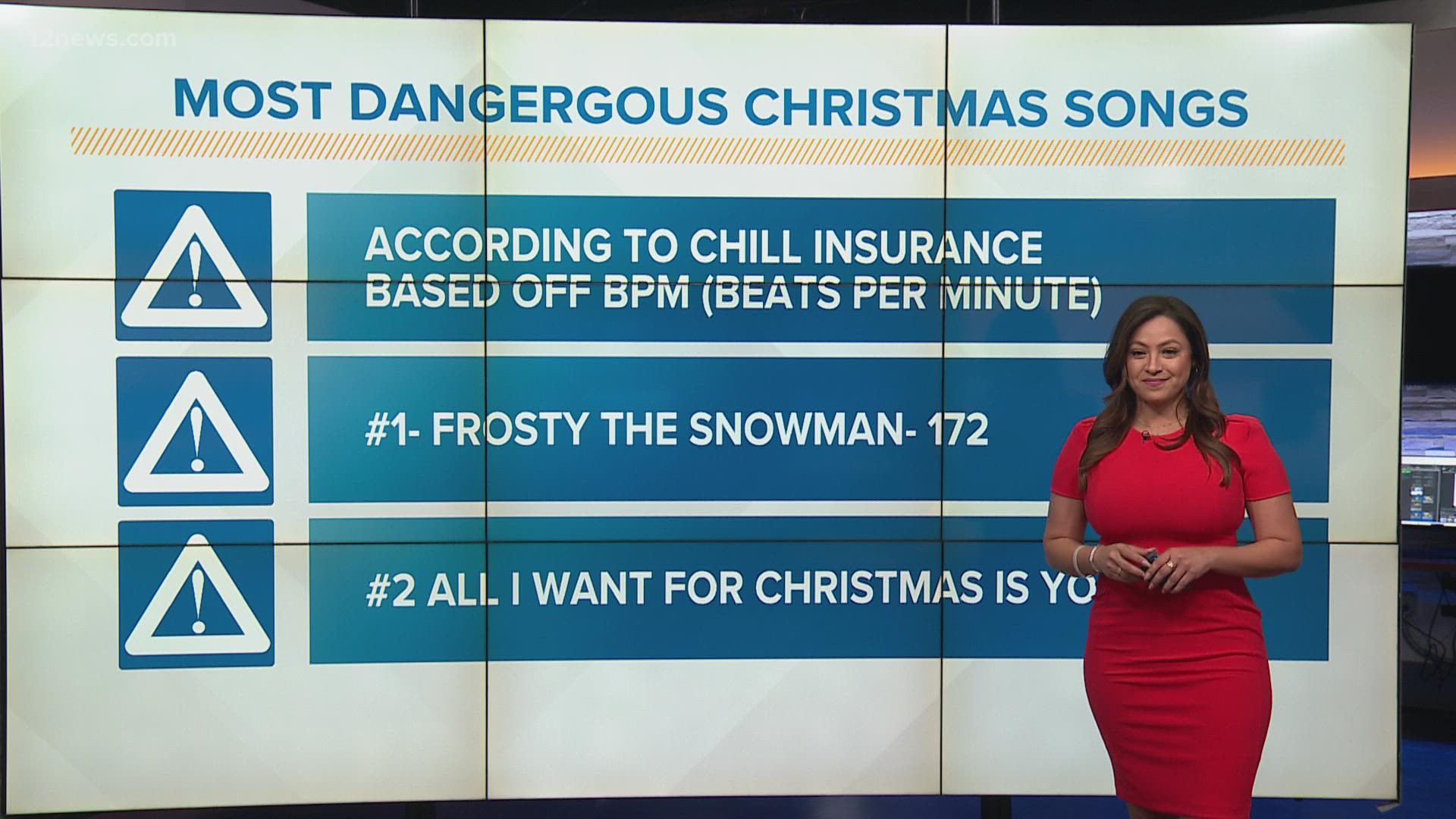 A recent ranking by Chill Insurance found Christmas songs with the most beats per minute are more associated with dangerous driving.