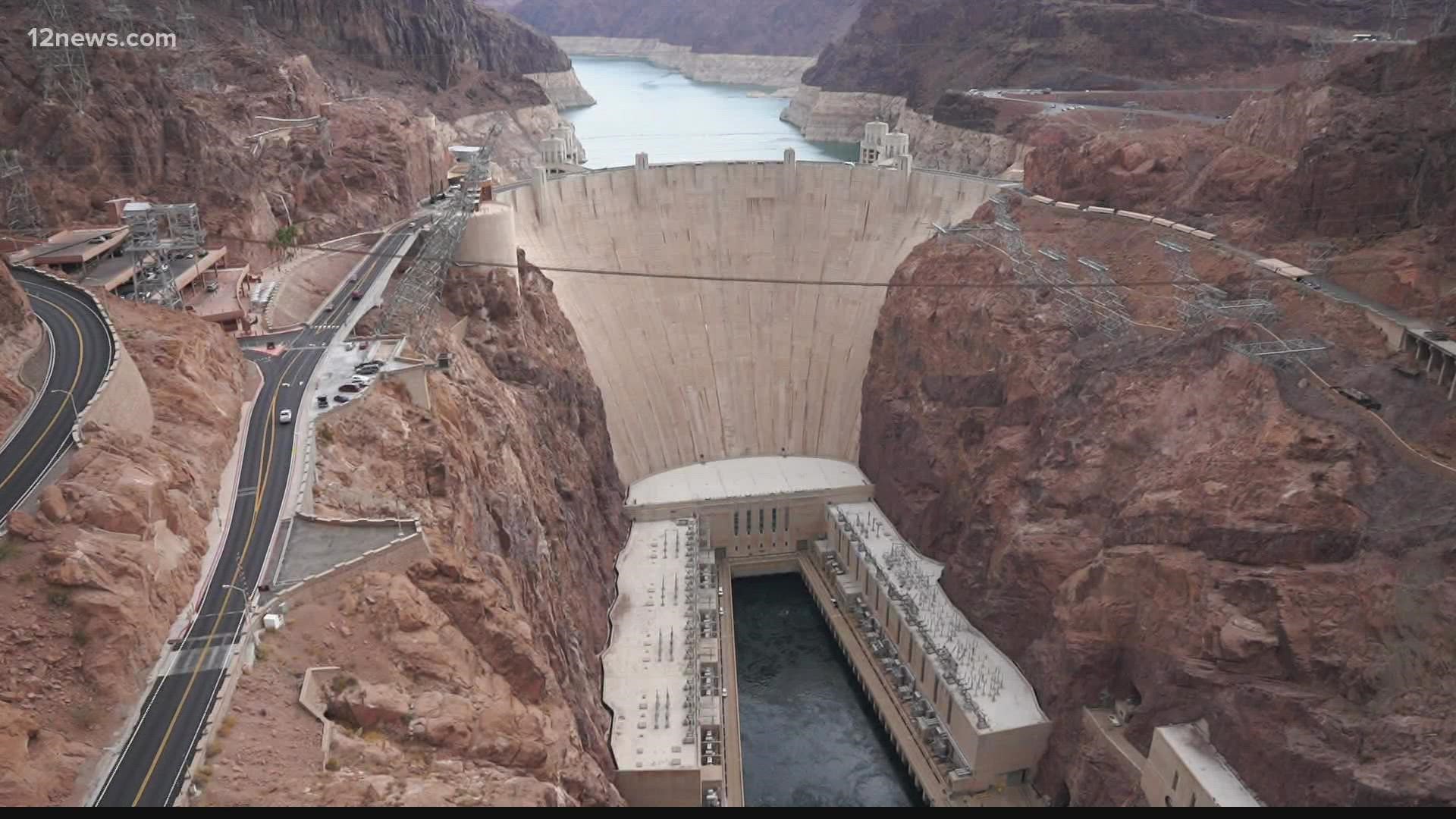 The water at Hoover Dam should be near the top of the dam. But the water hasn’t been that high in 40 years. Decades of drought have dropped the lake level 158 feet.