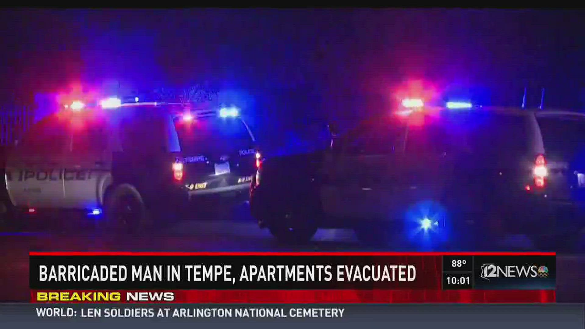 Man barricaded in Tempe apartment.