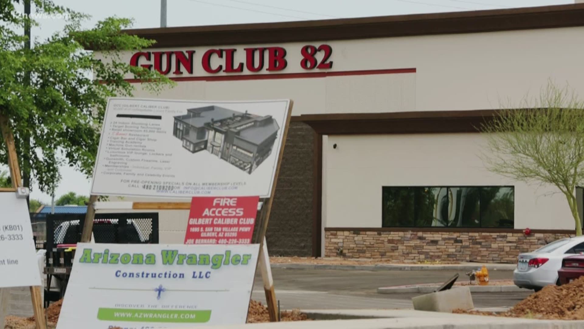 Club 82 was supposed to open in Gilbert as a shooting range with a bar, where you drink after you shoot. Contractors who helped build the club say they are owed nearly half a million dollars for their work. The Maricopa County Recorders Office has 11 liens recorded against Club 82 and the general contractor, Arizona Wrangler, hired to finish the job.