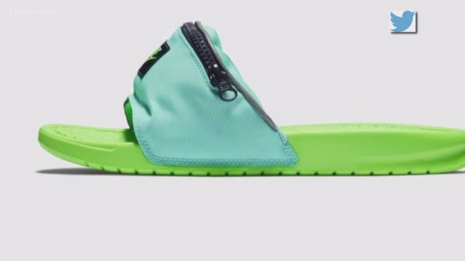 Nike signature slides with fanny packs  combines questionable fashion and function.