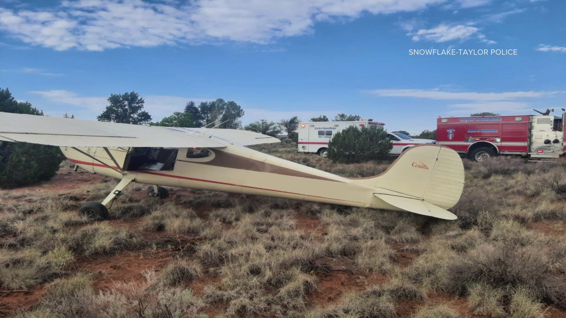 The Snowflake Taylor Police Department said the plane landed near Hereford and Rocky roads.