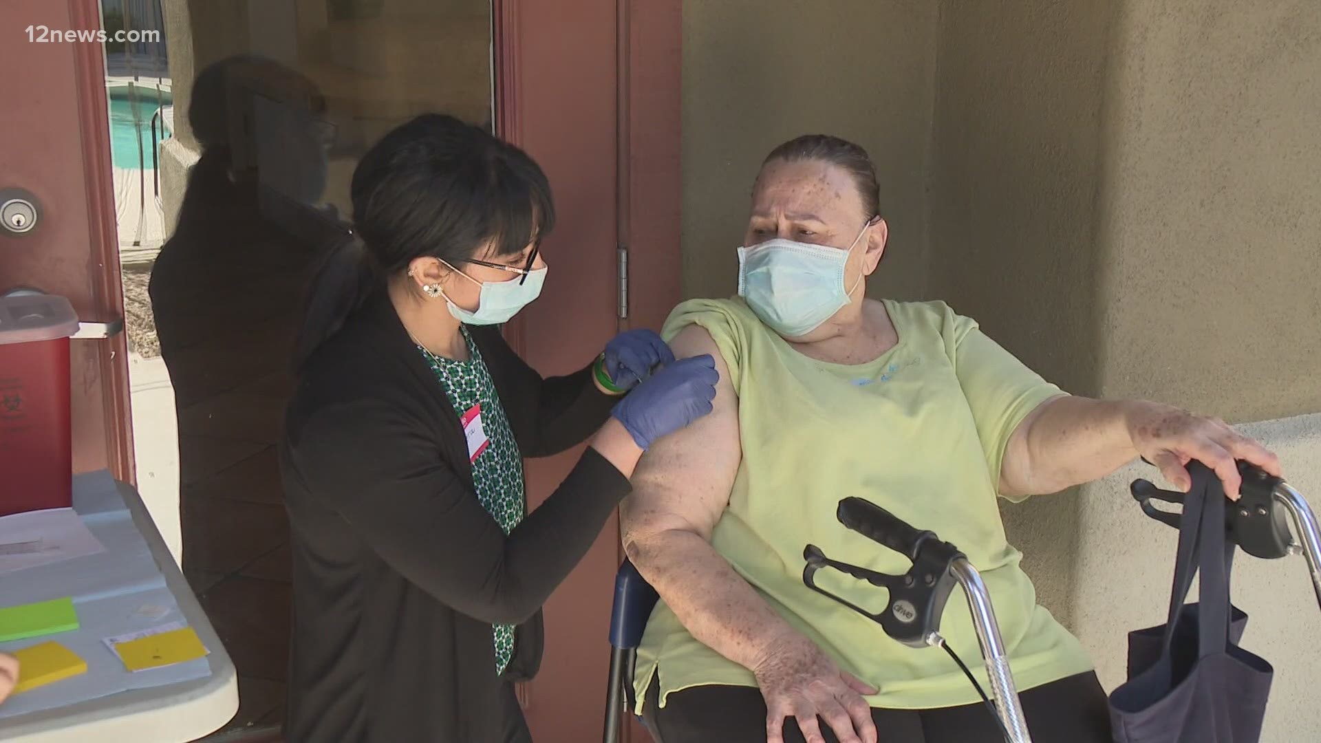 Maricopa County health officials are helping residents at the Fillmore Gardens Senior Housing Center in Phoenix get a COVID-19 vaccine.